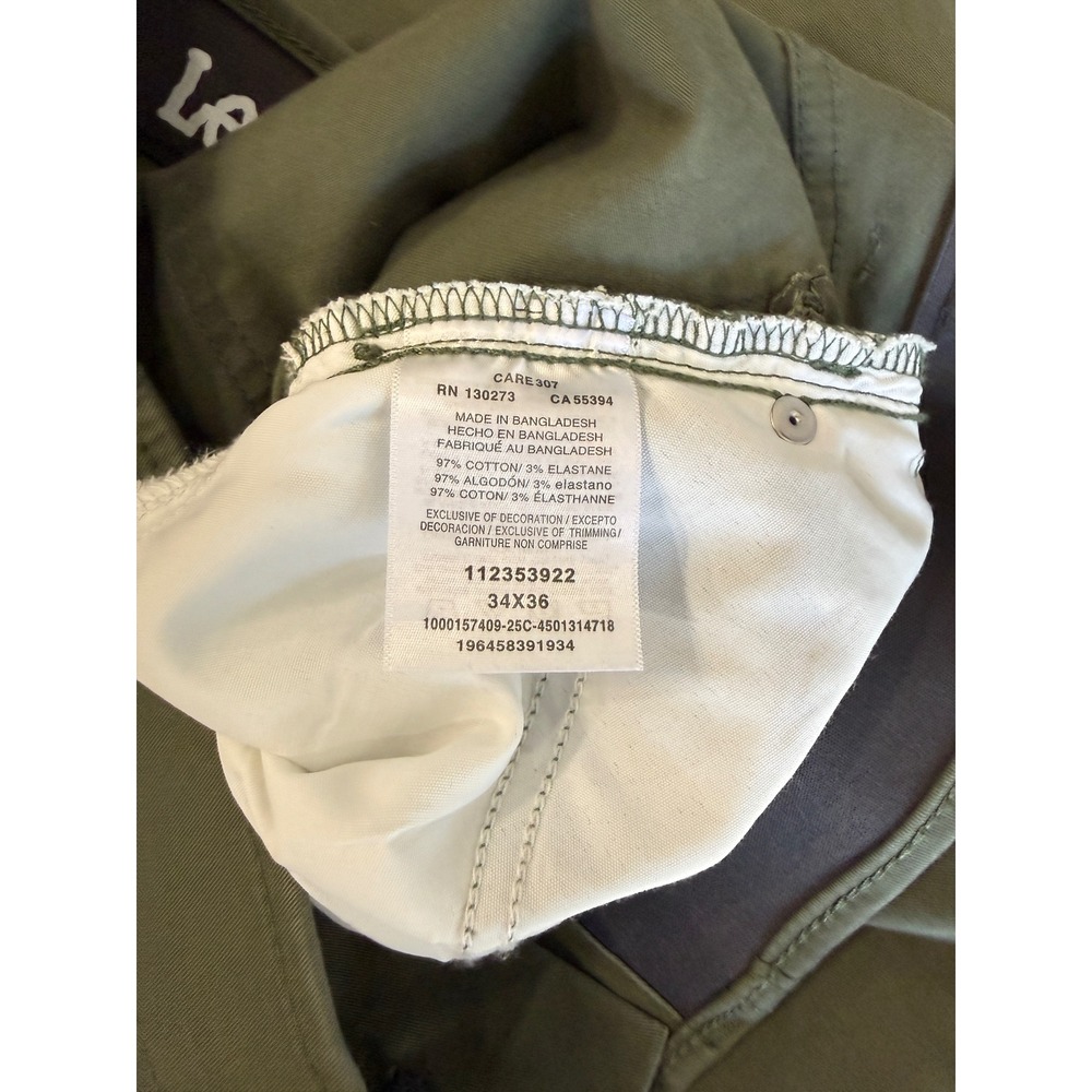 Lee Extreme Motion Regular Straight Pants Mens 34x36 Olive Green 112353922 - Picture 5 of 5